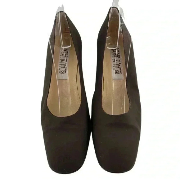 Saks fifth avenue folio collection heels 9 brown satin vintage 80s 90s formal - Picture 2 of 12